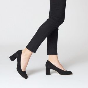 Etienne Aigner Dylan Black Suede Pumps US 7.5 square heel comfortable square toe